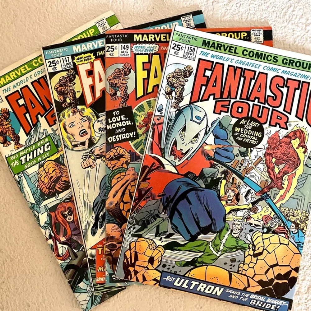 lot 4 Fantastic Four #146 147 149 150 Bronze Key Crystal Quicksilver Wedding